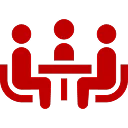 ミーティング中の3名の人間のシルエット